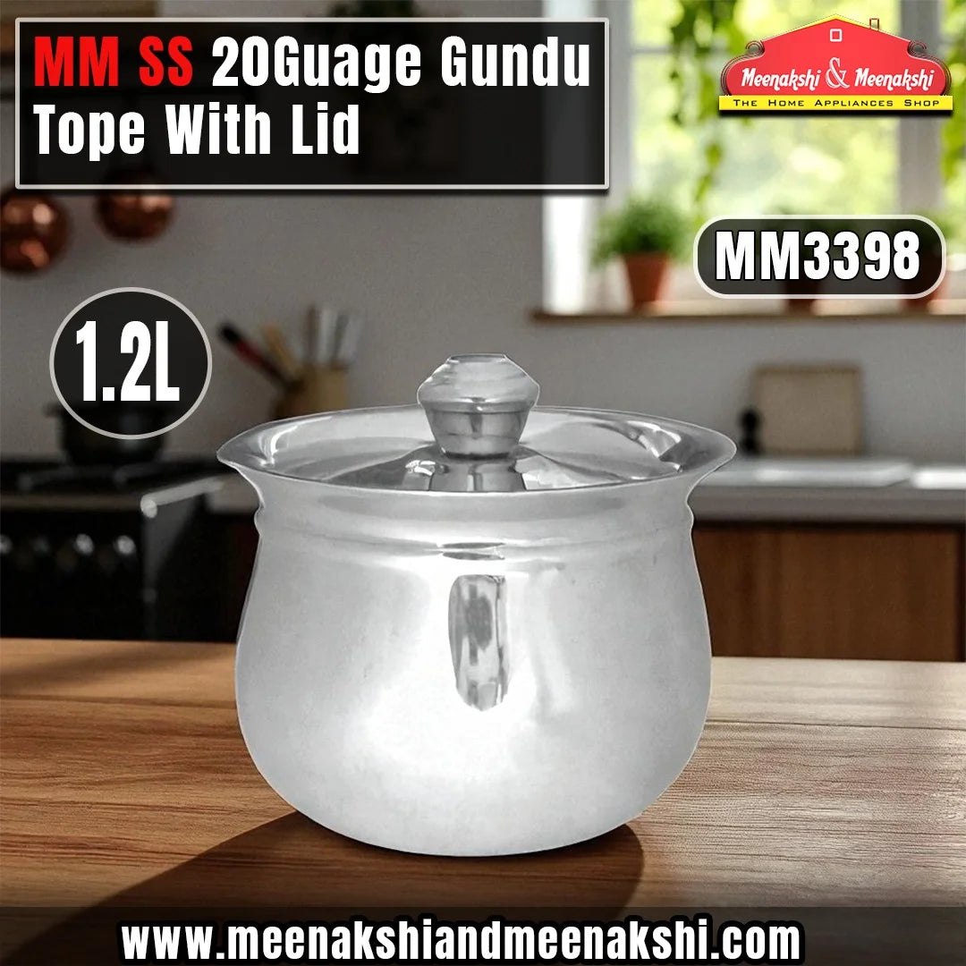 MM SS 20Guage Gundu Tope With Lid 1.2L MM3398