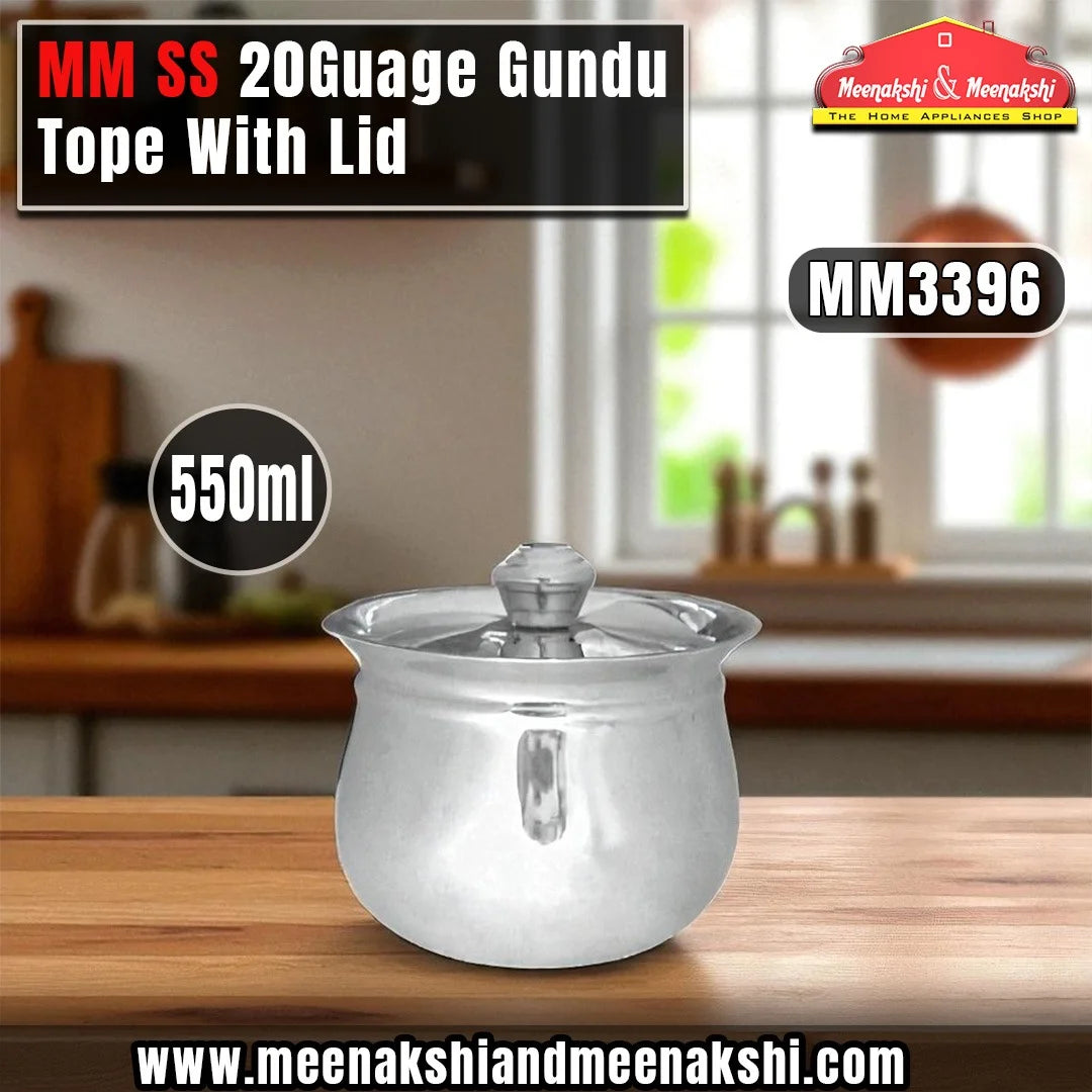 MM SS 20Guage Gundu Tope With Lid 550ml MM3396