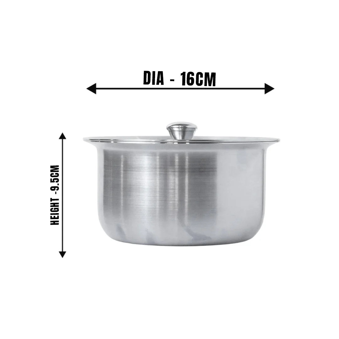 MM SS 18Guage Matte Finish Tope With Lid 900ml & 1.9L MM3380