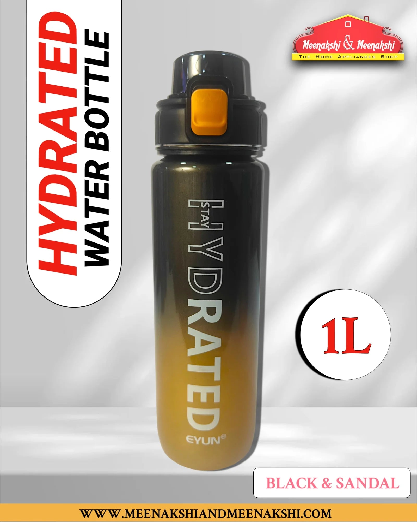 Stay Hydrated Water Bottle Black & Sandal MM2689