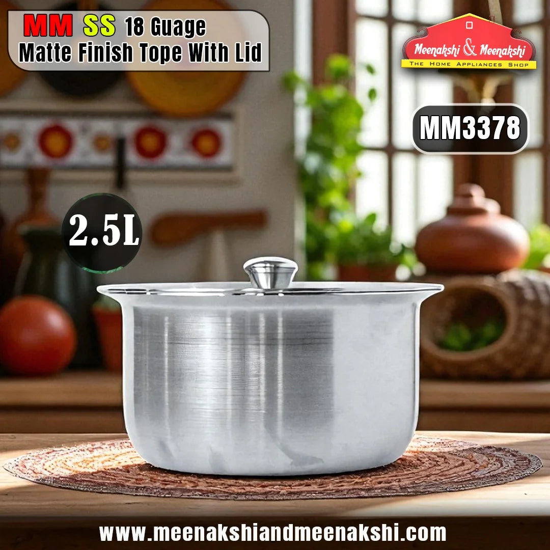 MM SS 18Guage Matte Finish Tope With Lid 2.5L MM3378