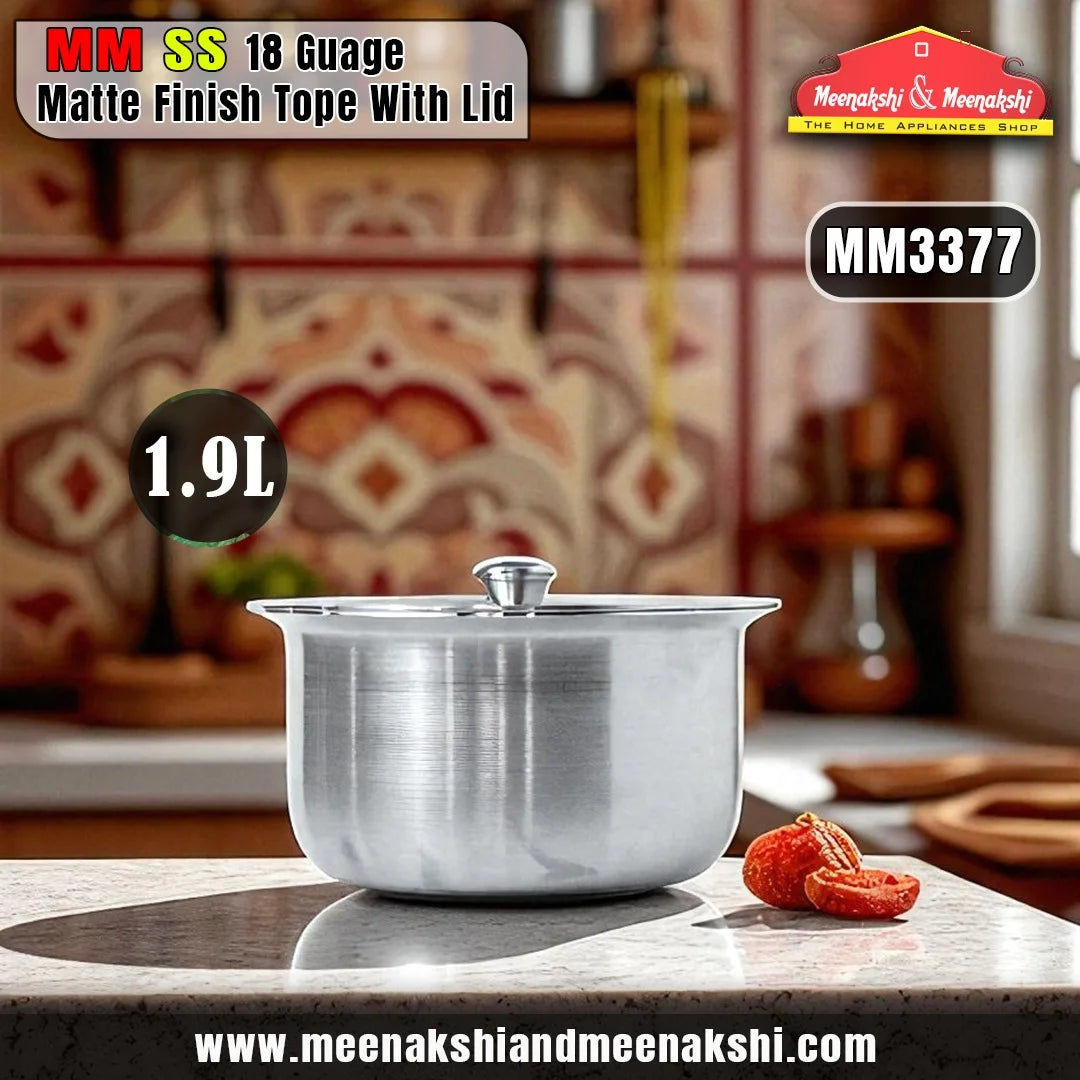 MM SS 18Guage Matte Finish Tope With Lid 1.9L MM3377
