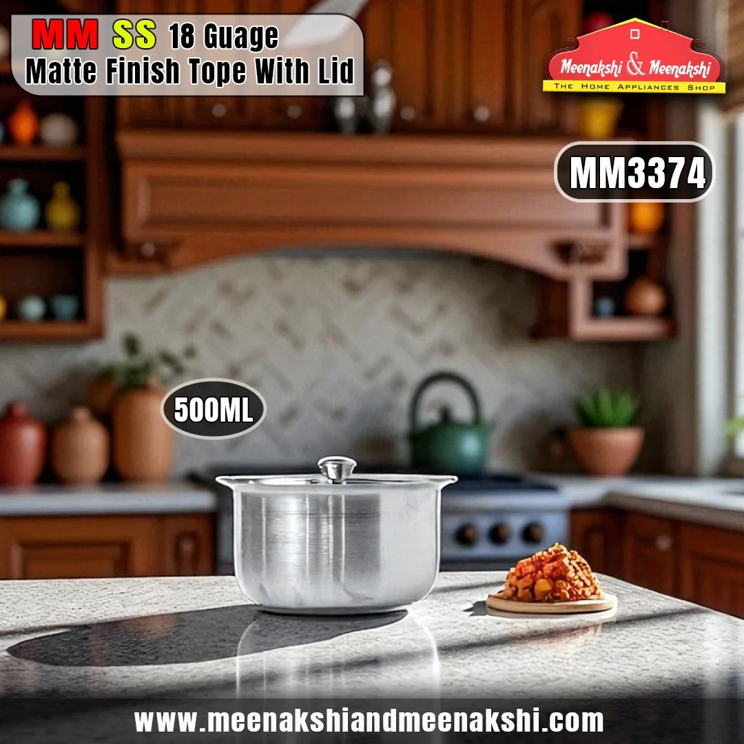 MM SS 18Guage Matte Finish Tope With Lid 500ml MM3374