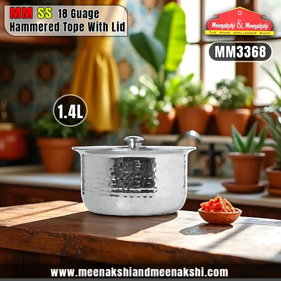 MM SS 18Guage Hammered Tope With Lid 1.4L MM3368