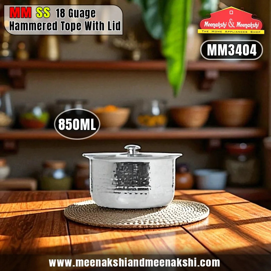 MM SS 18Guage Hammered Tope With Lid 850ml MM3404