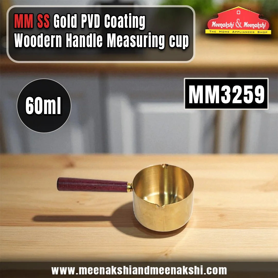 MM SS Gold PVD Coating Woodern Handle Measuring Cup 60ml MM3259