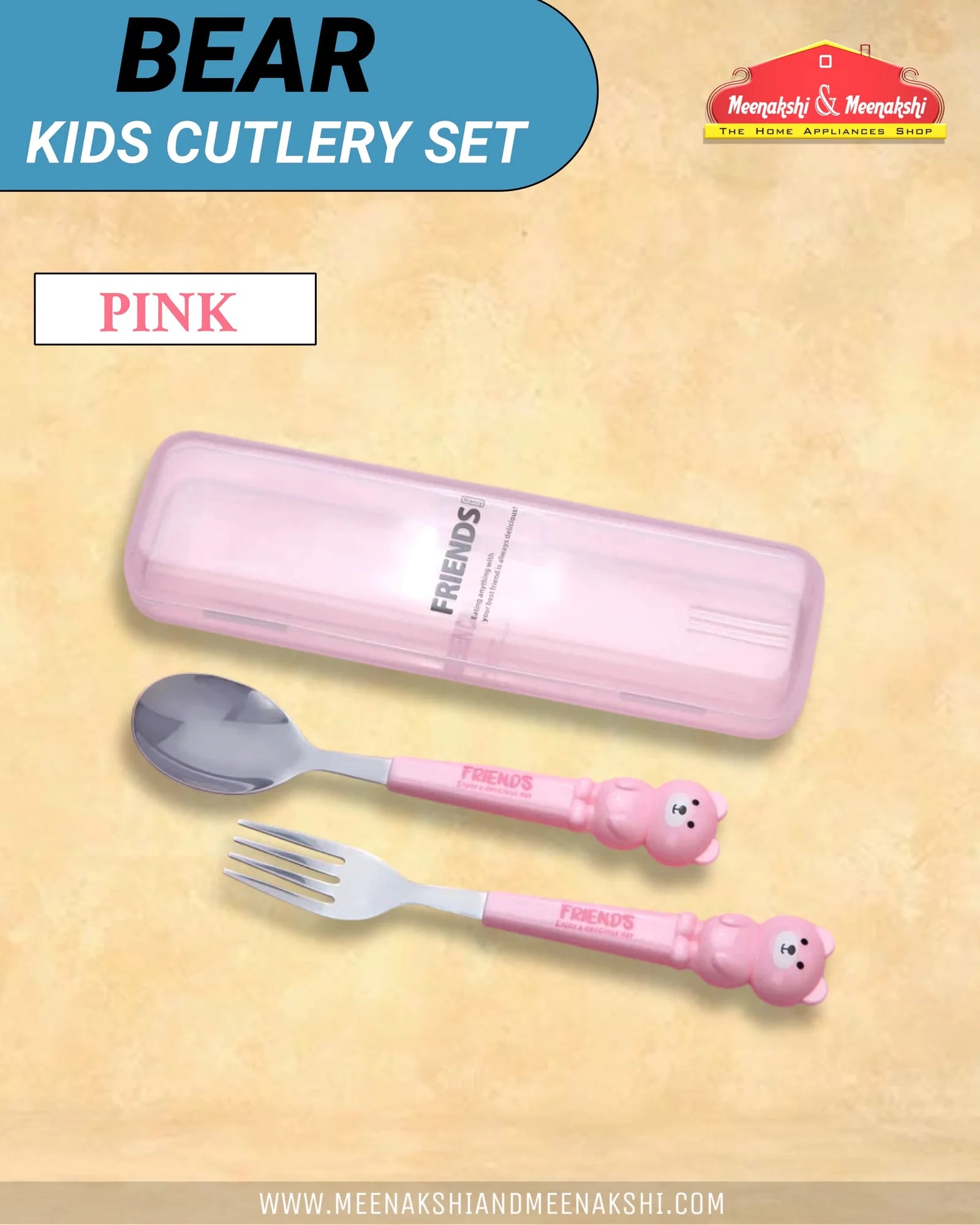Bear Kids Cutlery Set Pink MM2109