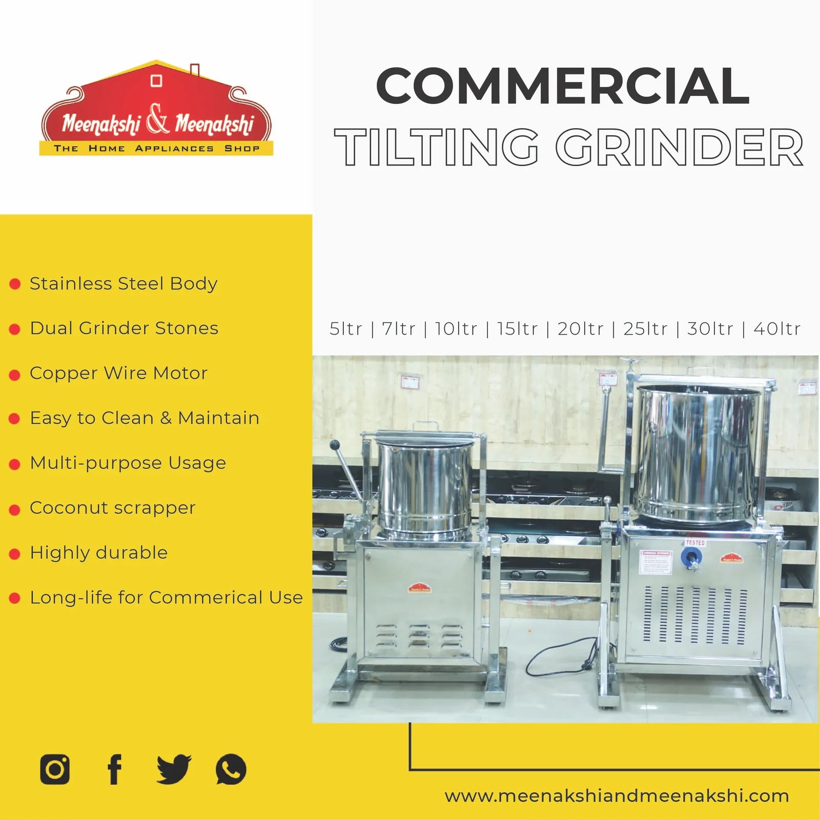 Commercial tilting grinder