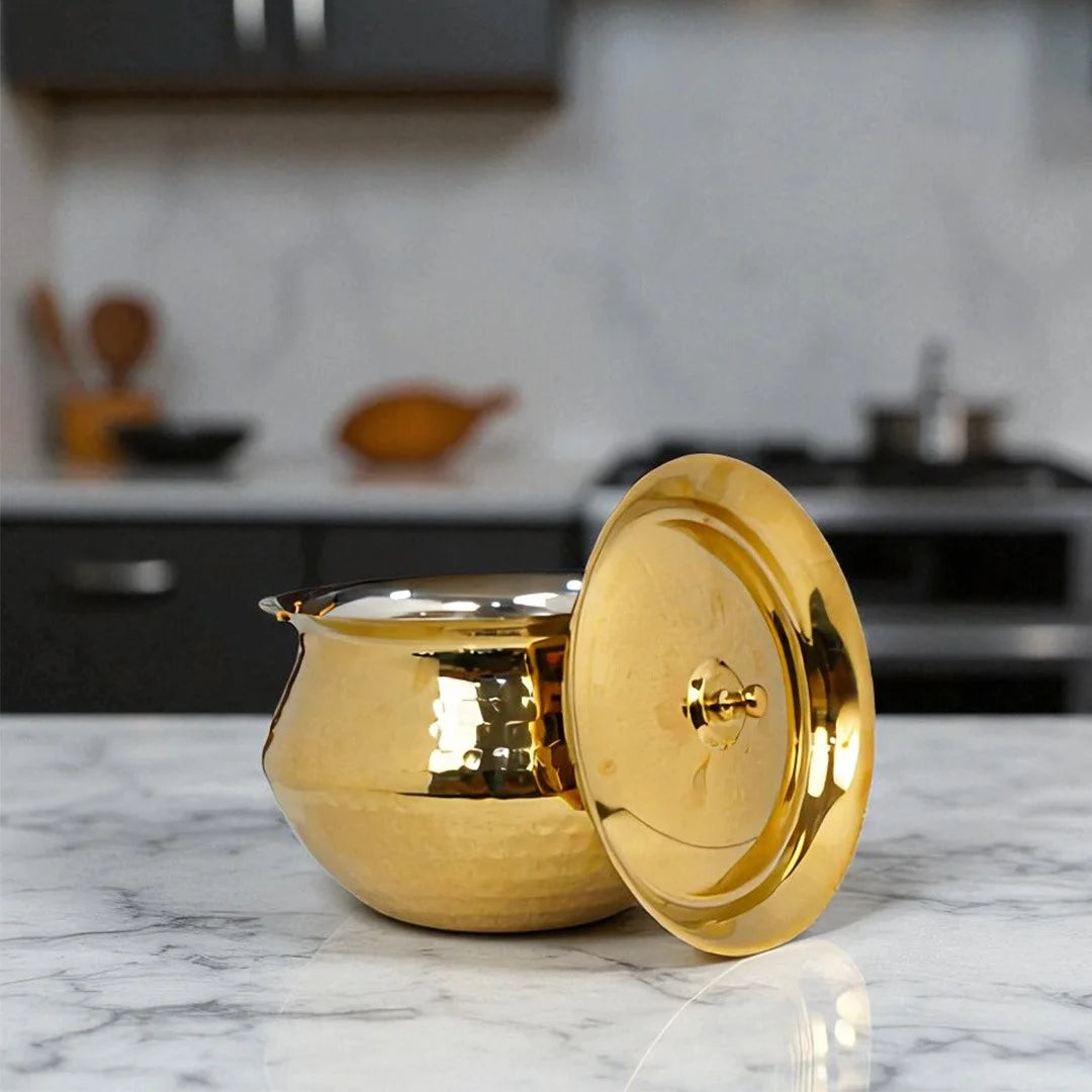 MM SS Gold Coating Hammered Handi 750ml MM3457