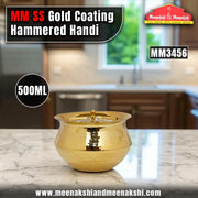 MM SS Gold Coating Hammered Handi 500ml MM3456