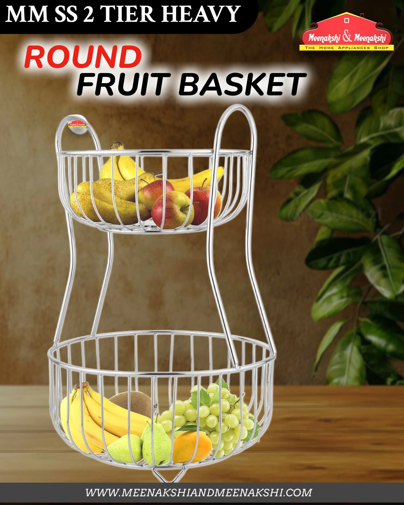 MM SS Round Fruit Basket 2 tier Heavy MM2657
