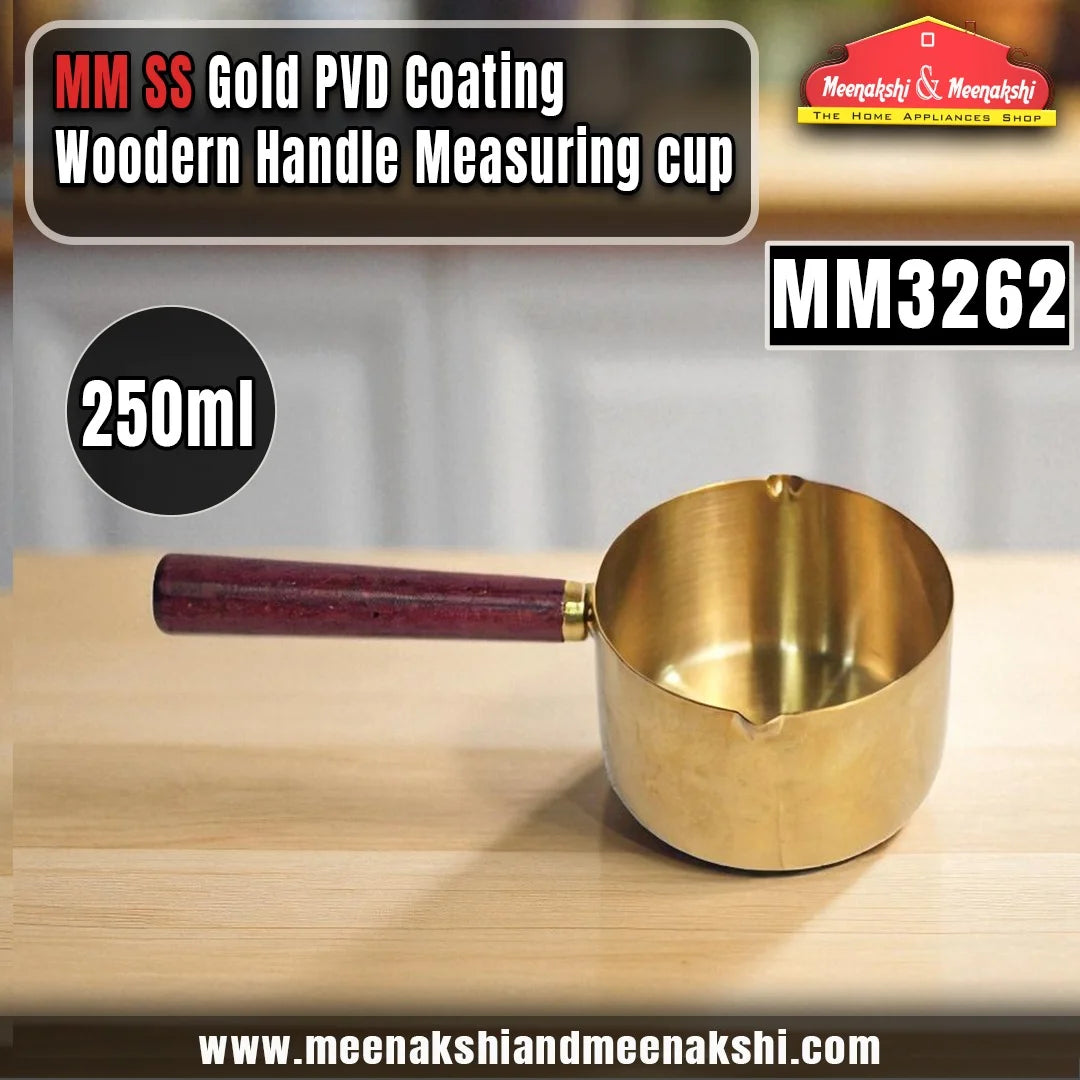 MM SS Gold PVD Coating Woodern Handle Measuring Cup 250ml MM3262