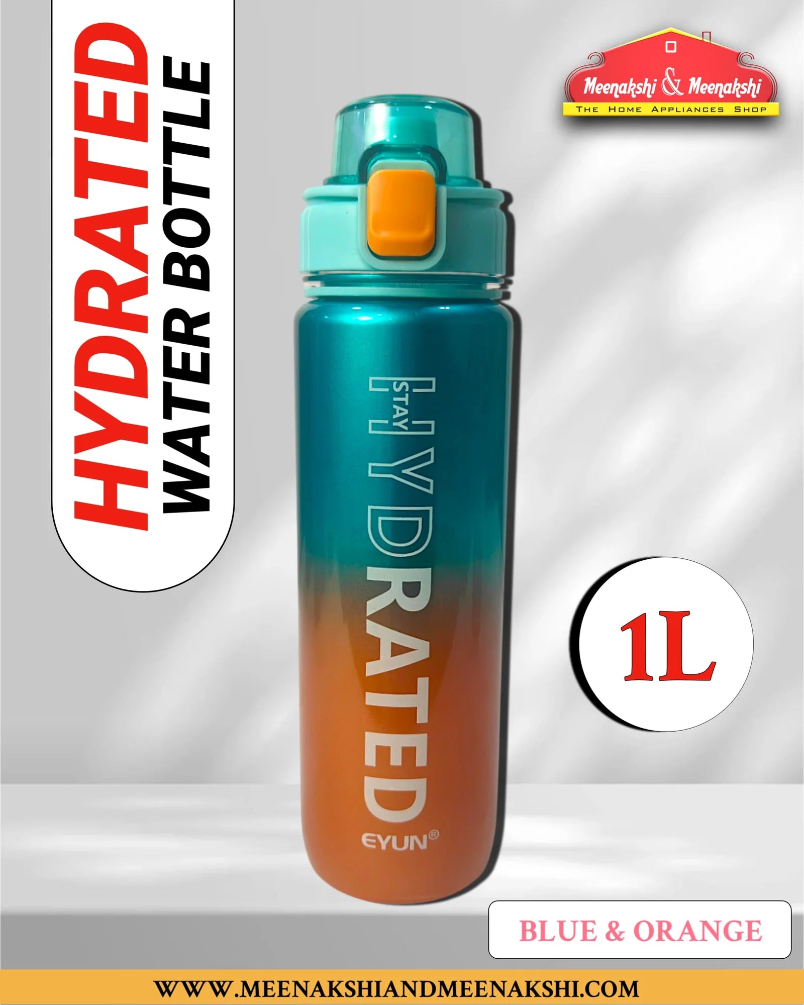 Stay Hydrated Water Bottle Blue & Orange MM2691