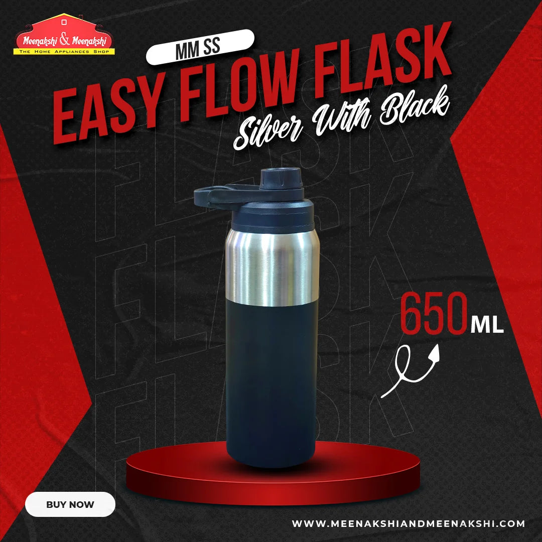 MM SS Easy Flow Flask Silver with Black 650ml MM3053