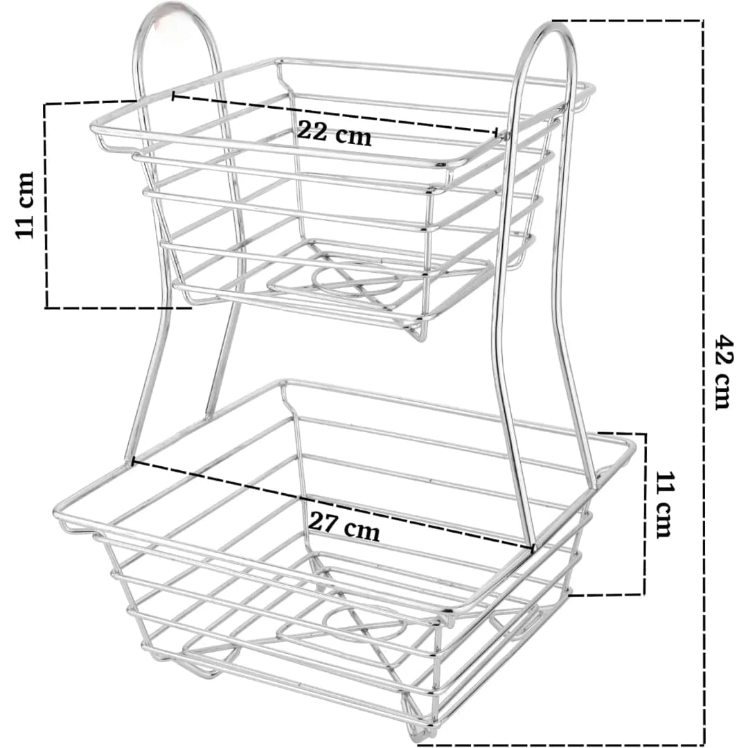 MM SS Square Fruit Basket 2 tier Heavy MM2656