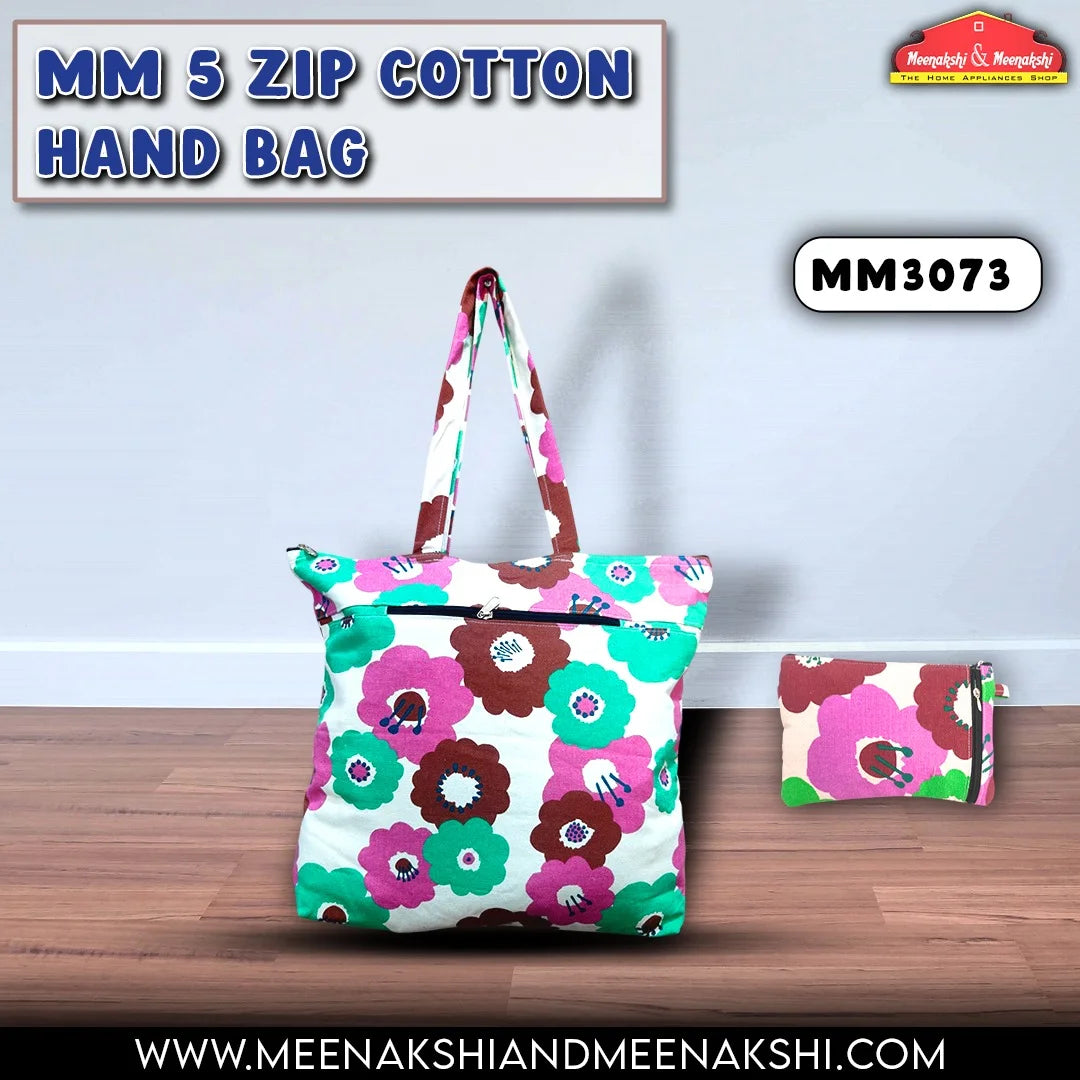MM 5 Zip Cotton Hand Bag MM3073