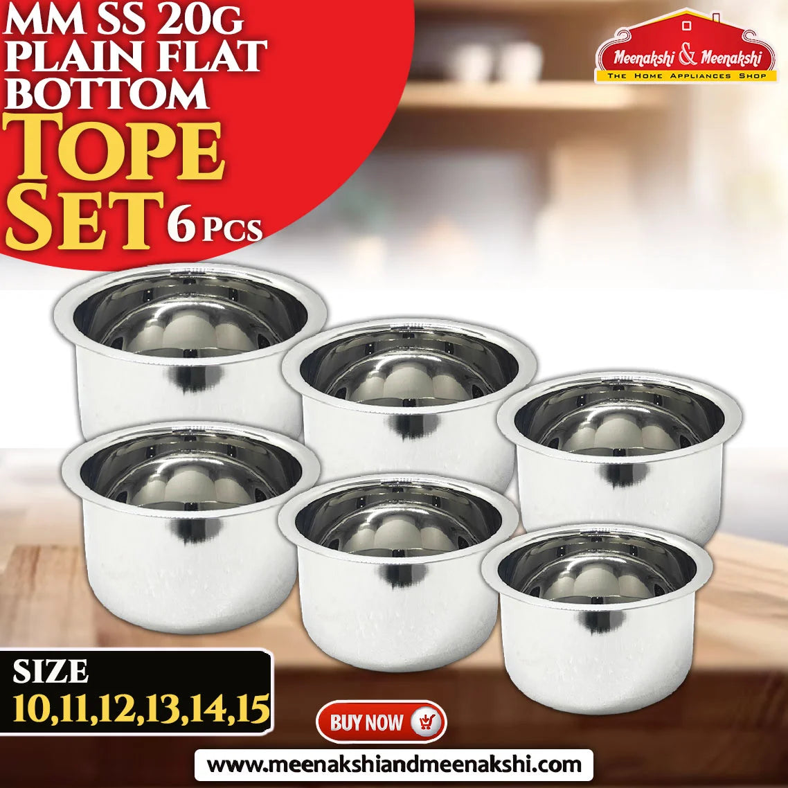 MM SS 20G Plain Flat Bottom Tope Full Set 6 Pcs MM1118