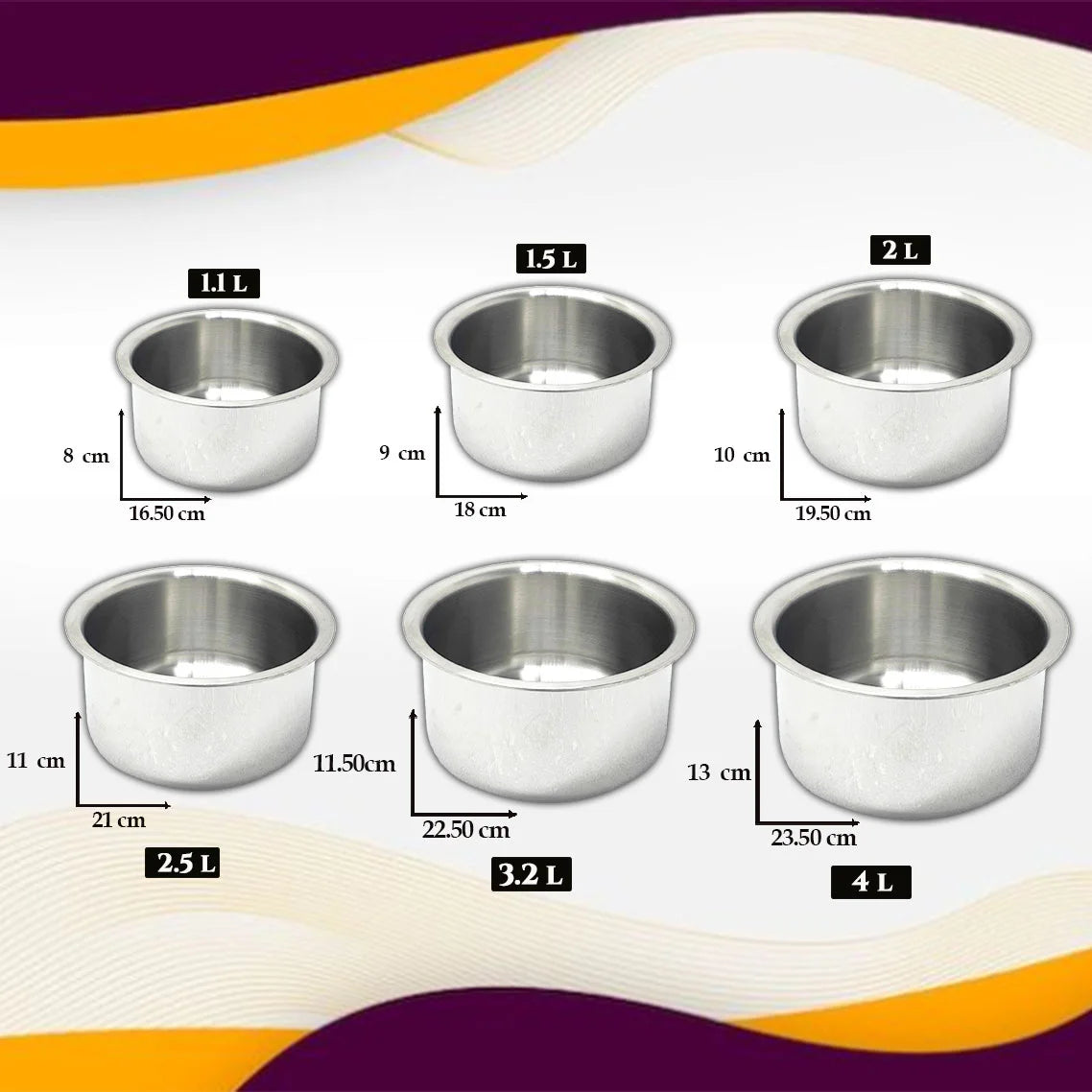 MM SS 20G Plain Flat Bottom Tope Full Set 6 Pcs MM1118