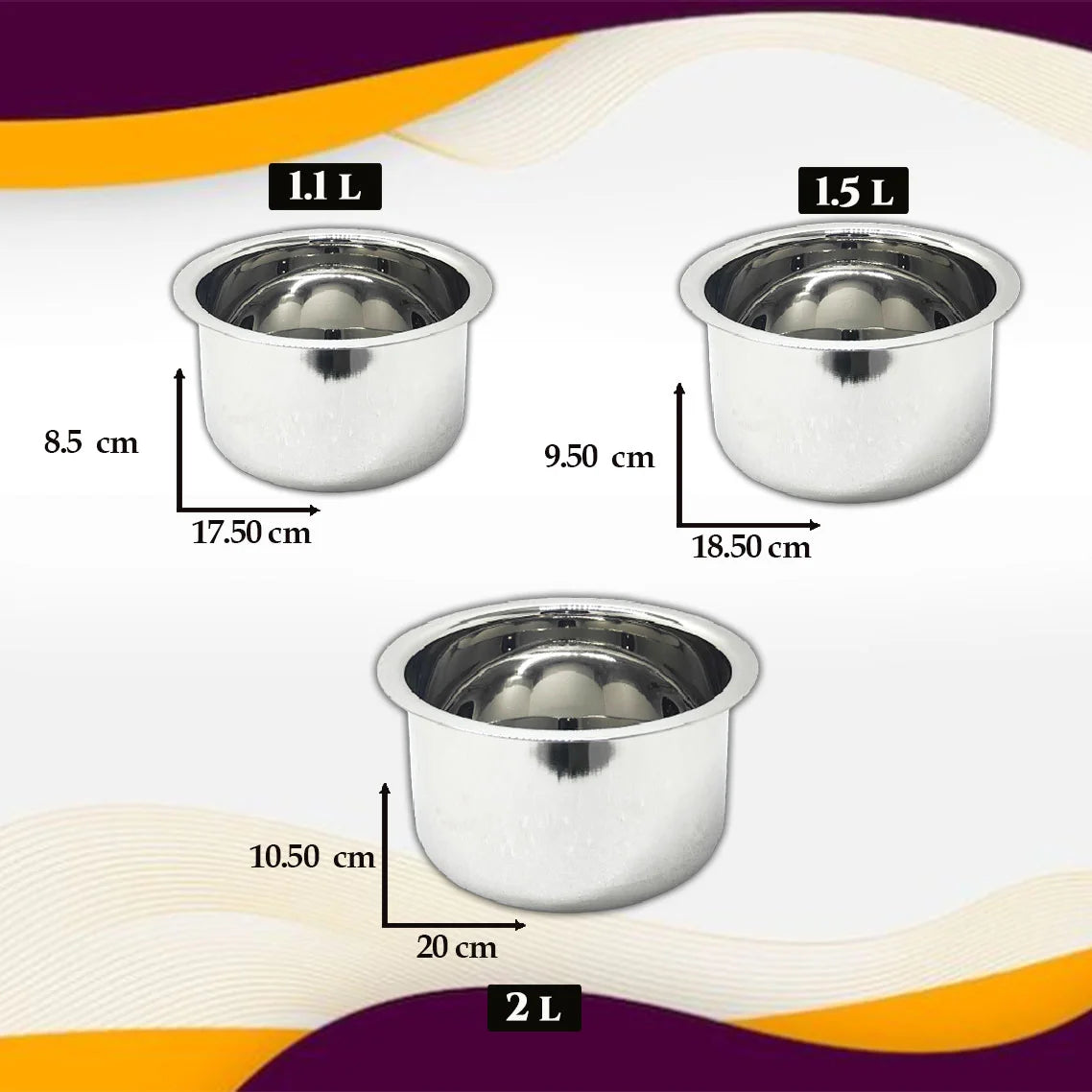 MM SS 20G Plain Round Bottom Tope Set 3 Pcs Size 10,11,12 MM1113