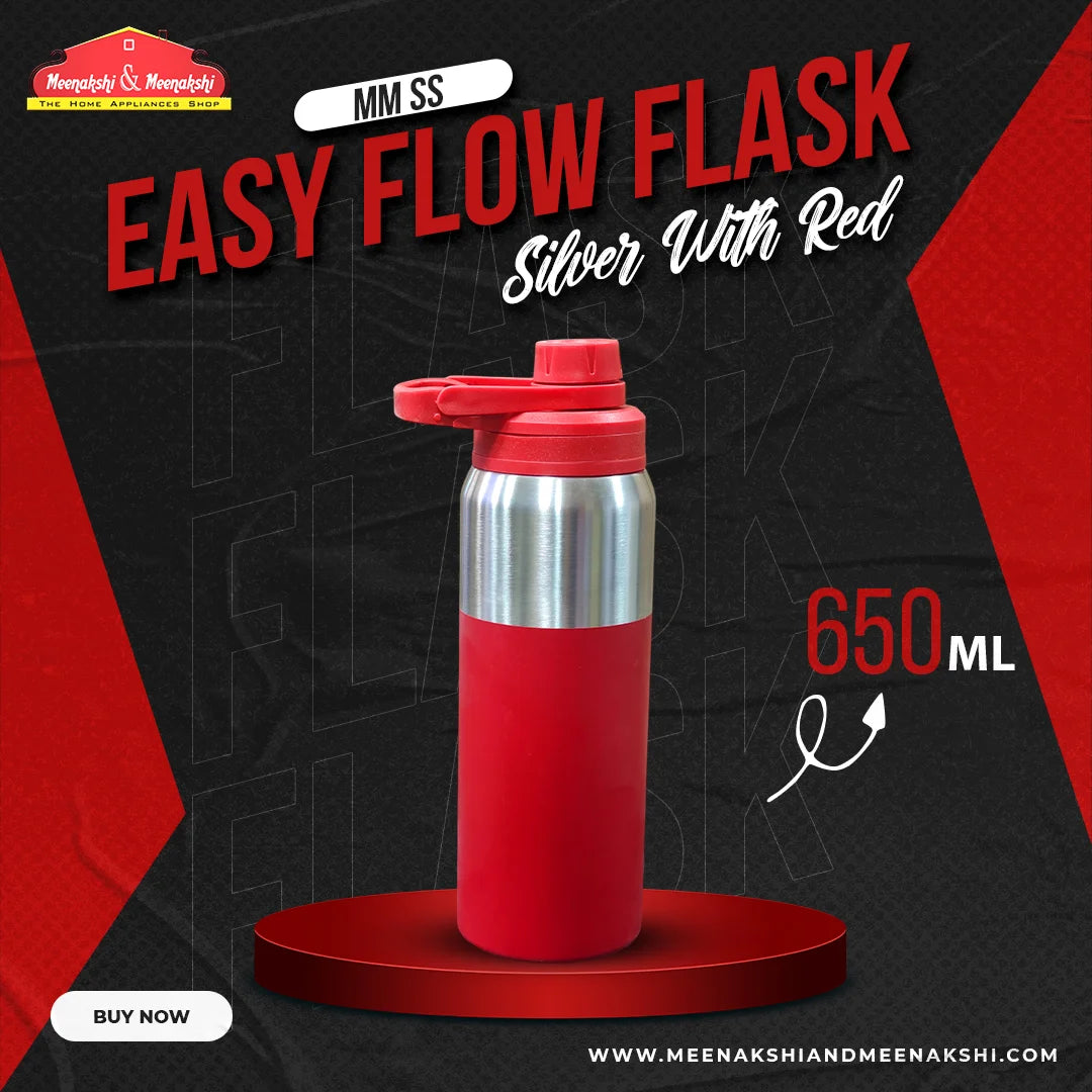 MM SS Easy Flow Flask Silver with Red 650ml MM3057