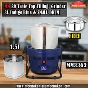 MM20 Table Top Tilting Grinder 3L Indigo Blue with Small Drum 1.5L MM3362