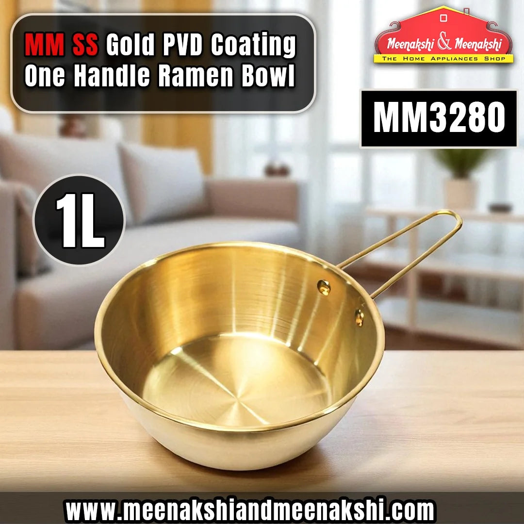 MM SS Gold PVD Coating One Handle Ramen Bowl 1L MM3280