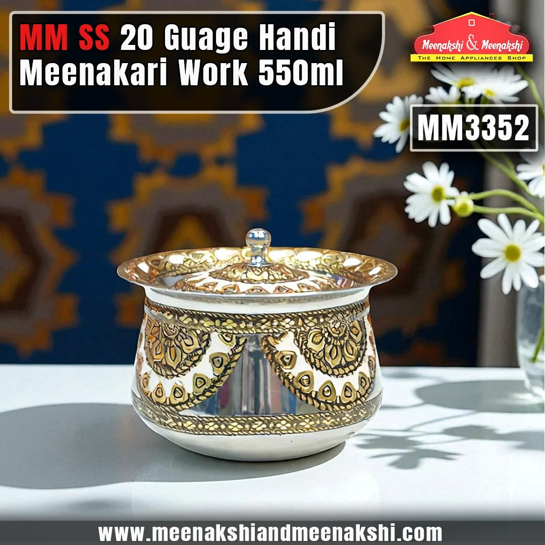 MM SS 20 Guage Handi Meenakari Work 550ml MM3352