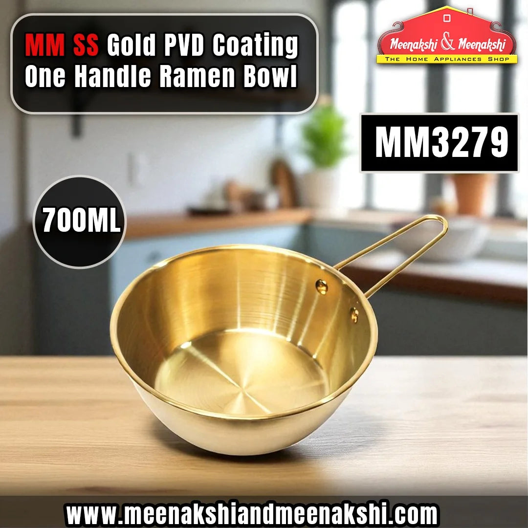 MM SS Gold PVD Coating One Handle Ramen Bowl 700ml MM3279