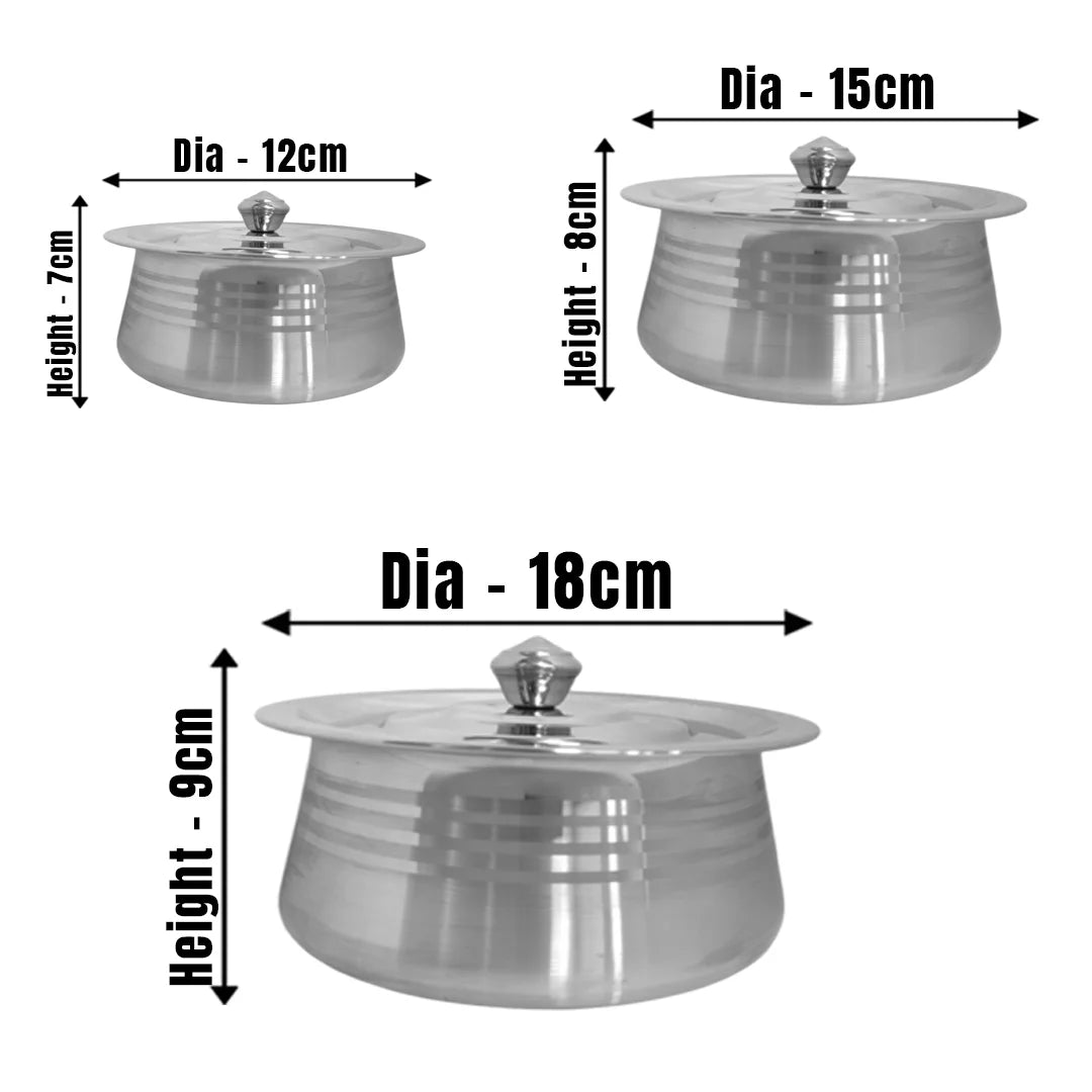 MM SS 20Guage 3PCS Queen Handi with Lids MM3162