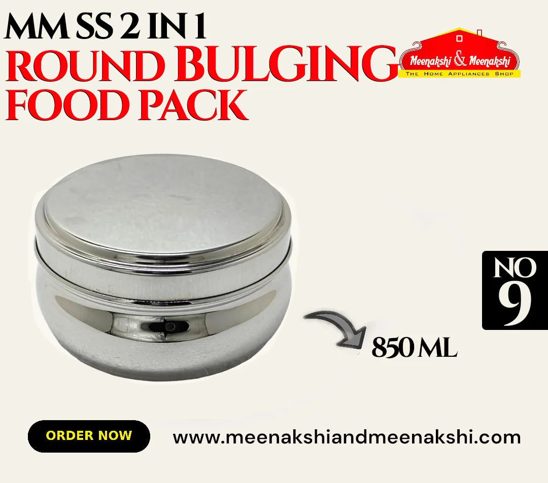MM SS 2 IN 1 ROUND BULGING FOOD PACK No - 9 850ML MM1008