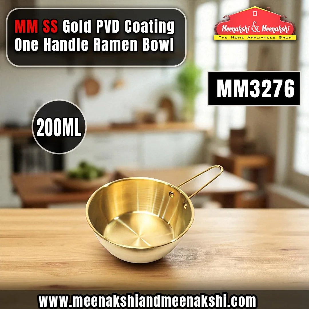 MM SS Gold PVD Coating One Handle Ramen Bowl 200ml MM3276