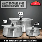 MM SS 20Guage 3PCS Queen Handi with Lids MM3162