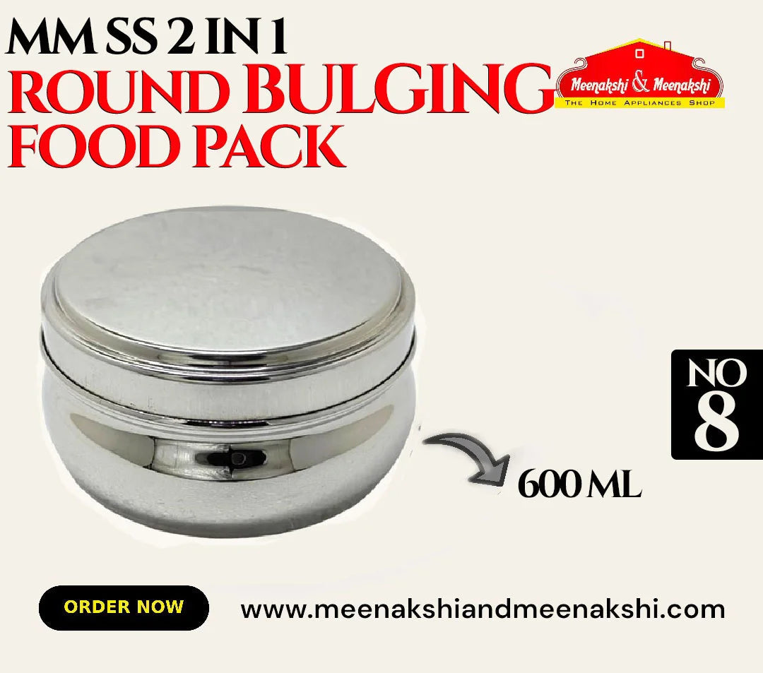 MM SS 2 IN 1 ROUND BULGING FOOD PACK No - 8 600ML MM1007