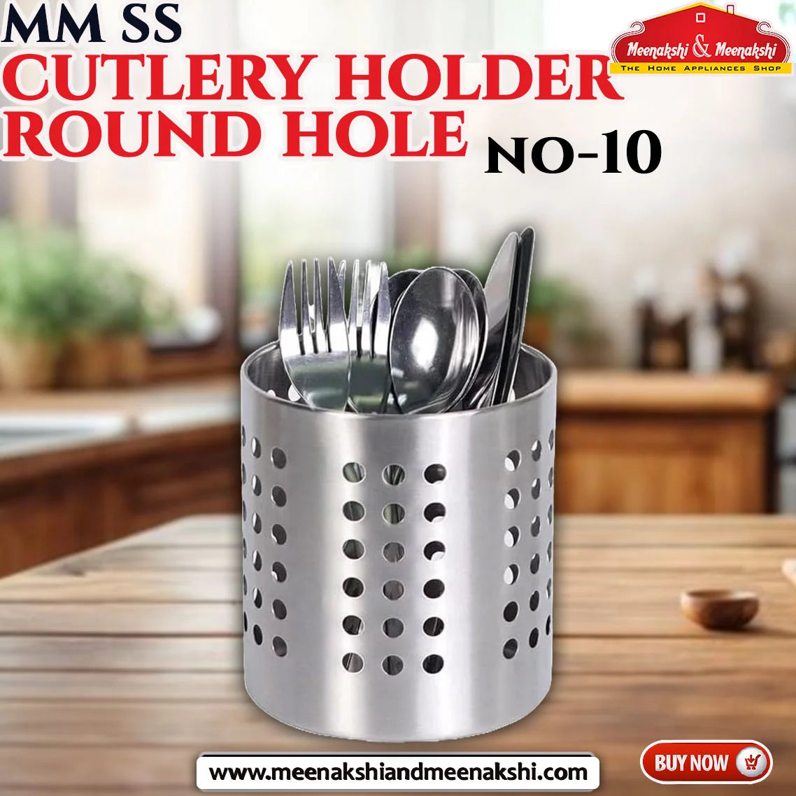 MM SS CUTLERY HOLDER ROUND HOLE 10CM MM1235