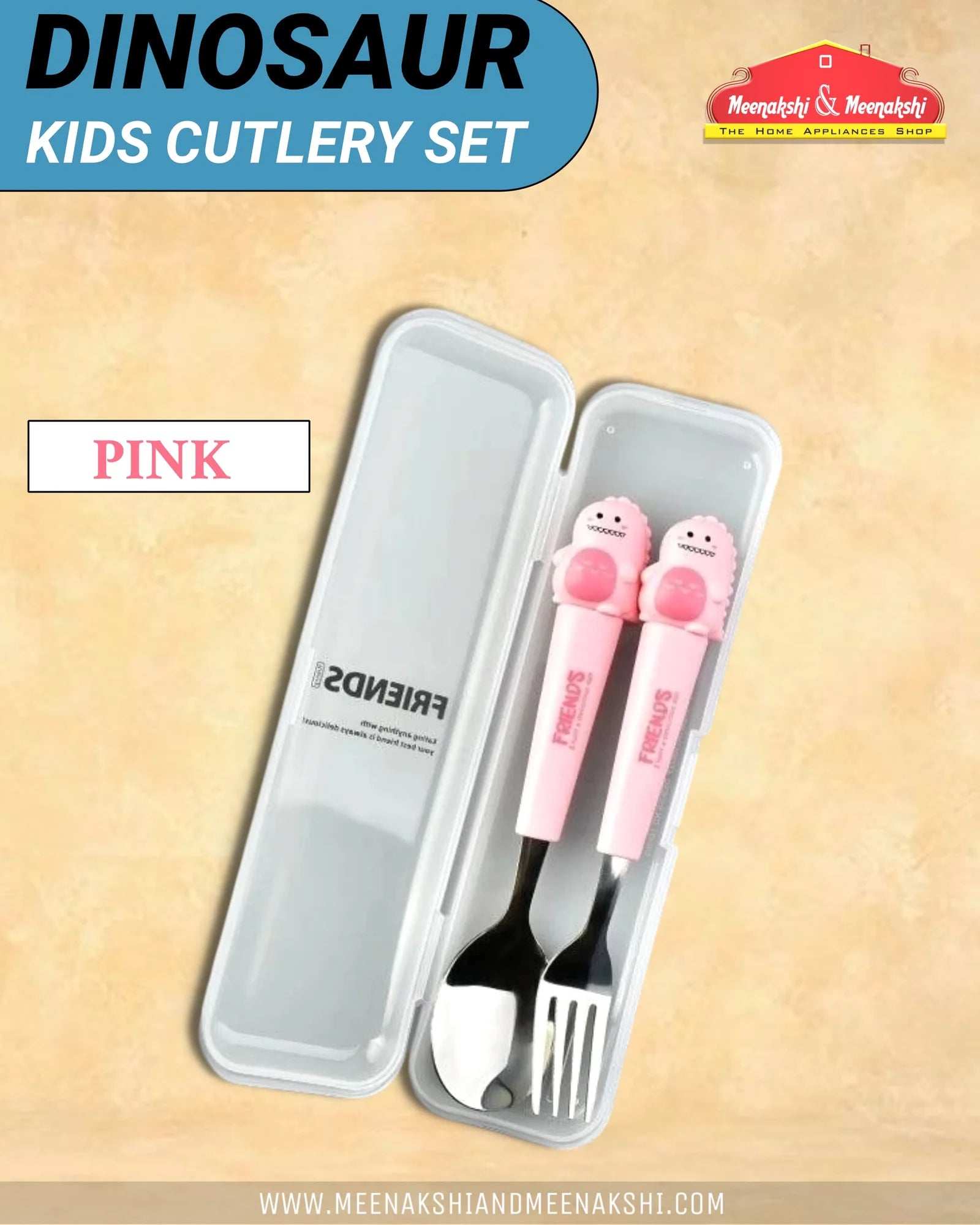 Dinosaur Kids Cutlery Set Pink MM2117