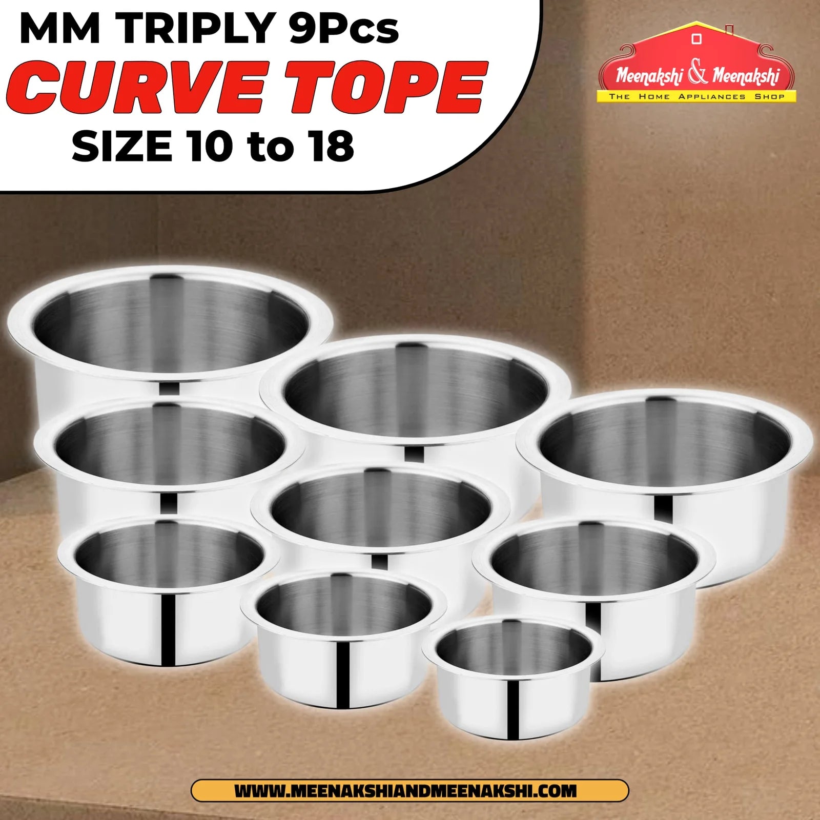 MM Triply 9Pcs Curve Tope COMBO Size 10 to 18 MM2558