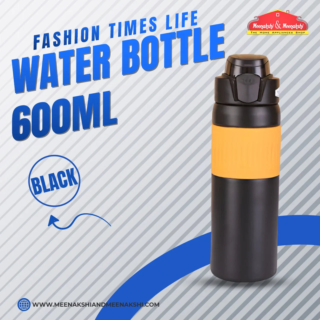 Fashion Times Life Water Bottle 600ml Black MM2755