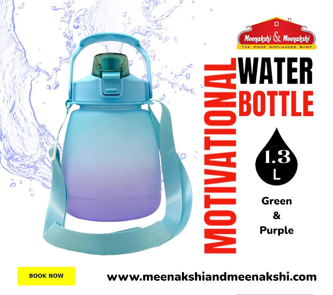Motivational Water Bottle 1.3 Ltr Green+Purple MM982