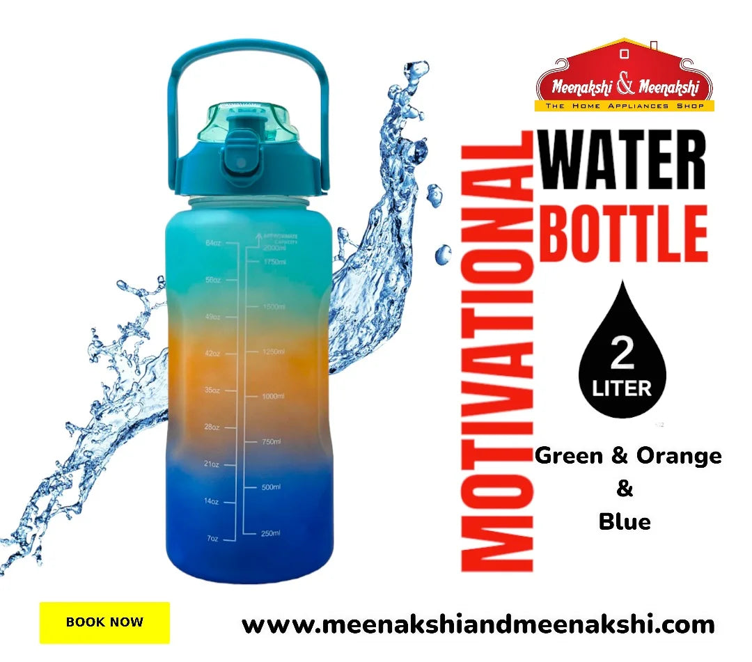 Motivational Water Bottle 2 Ltr Green+Orange+Blue MM976