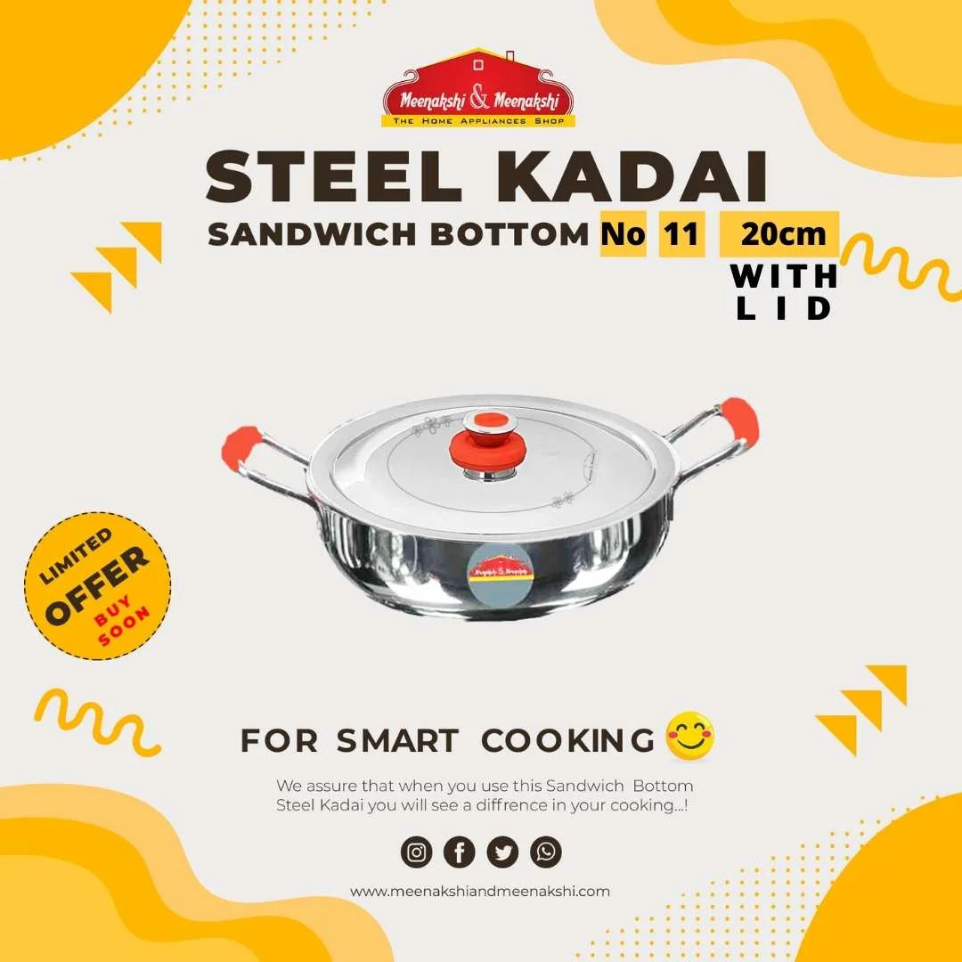 MM SS Sandwich Bottom Kadai No 11 with Lid 20cm