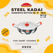 MM SS Sandwich Bottom Kadai No 11 with Lid 20cm