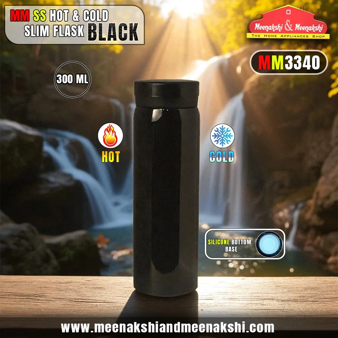 MM SS Hot & Cold Slim Flask 300ml Black MM3340