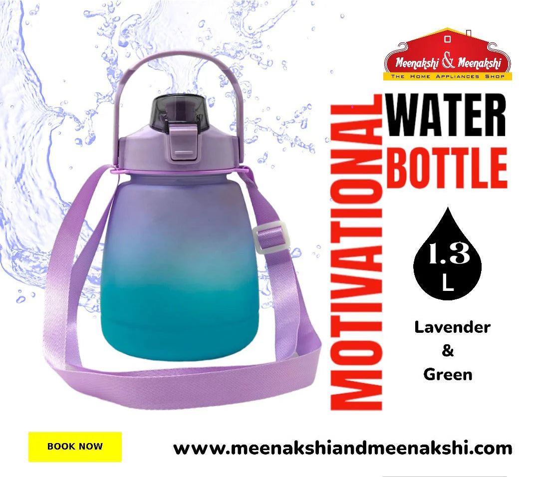 Motivational Water Bottle 1.3 Ltr Lavender+Green MM983