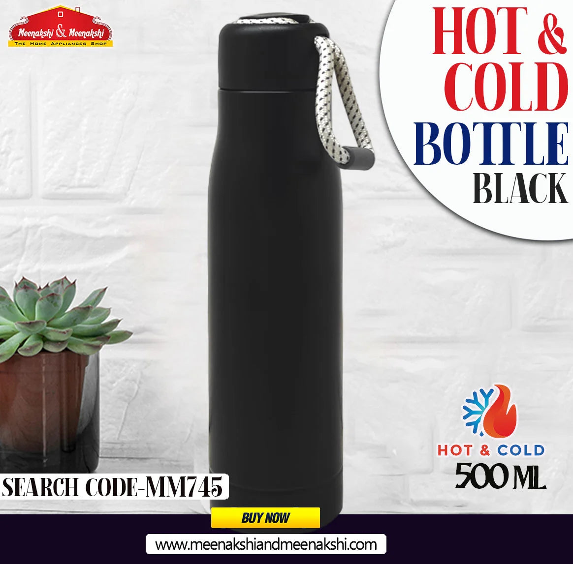 Hot & Cold Bottle 500 ml Black MM745