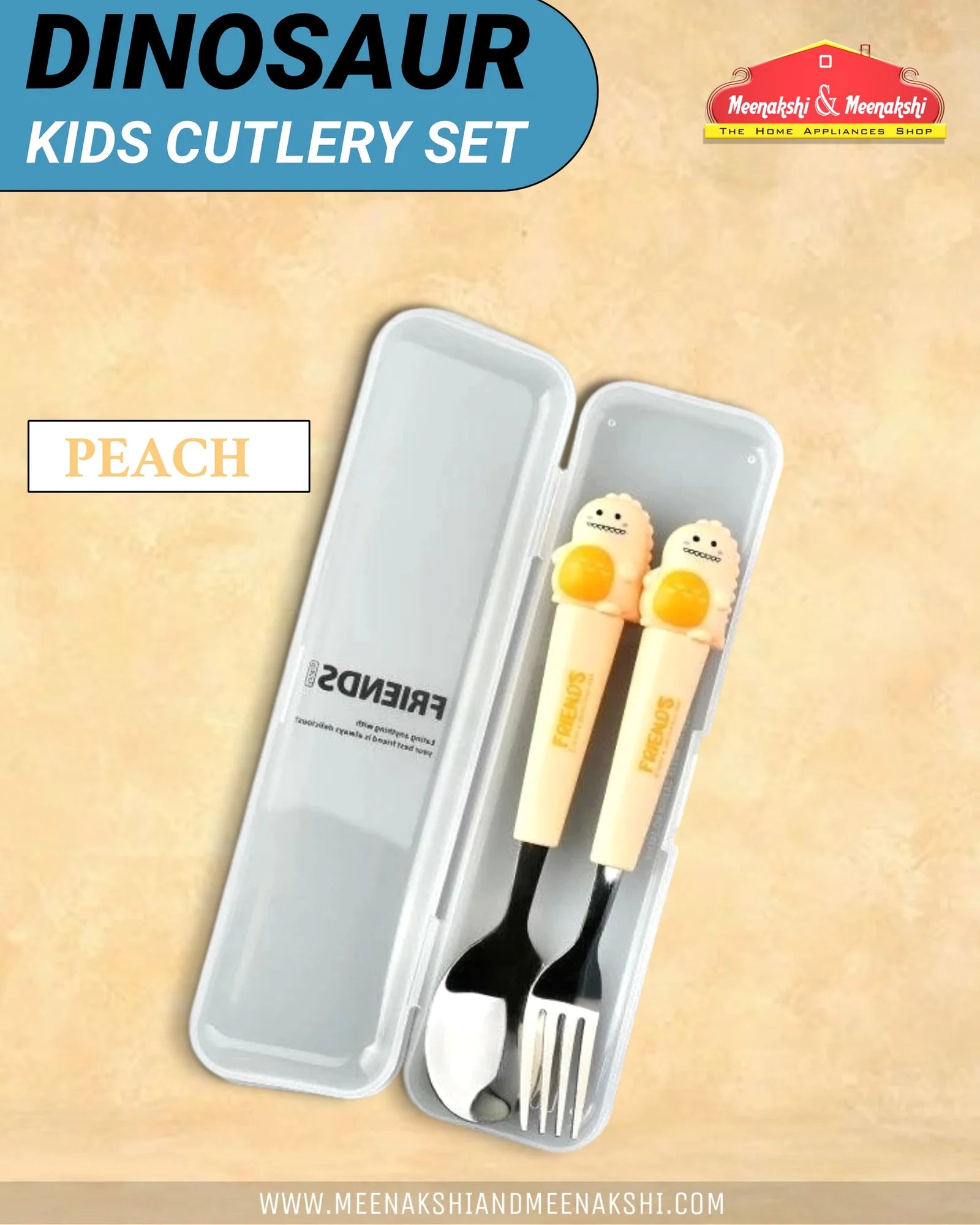 Dinosaur Kids Cutlery Set Peach MM2116
