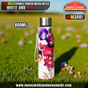 TAG HILLS Sparkle Printed Water Bottle White with Red 800ml MM3441