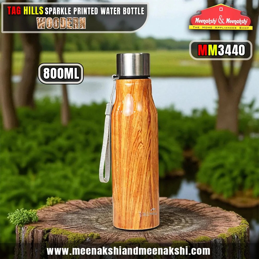 TAG HILLS Sparkle Printed Water Bottle Woodern 800ml MM3440