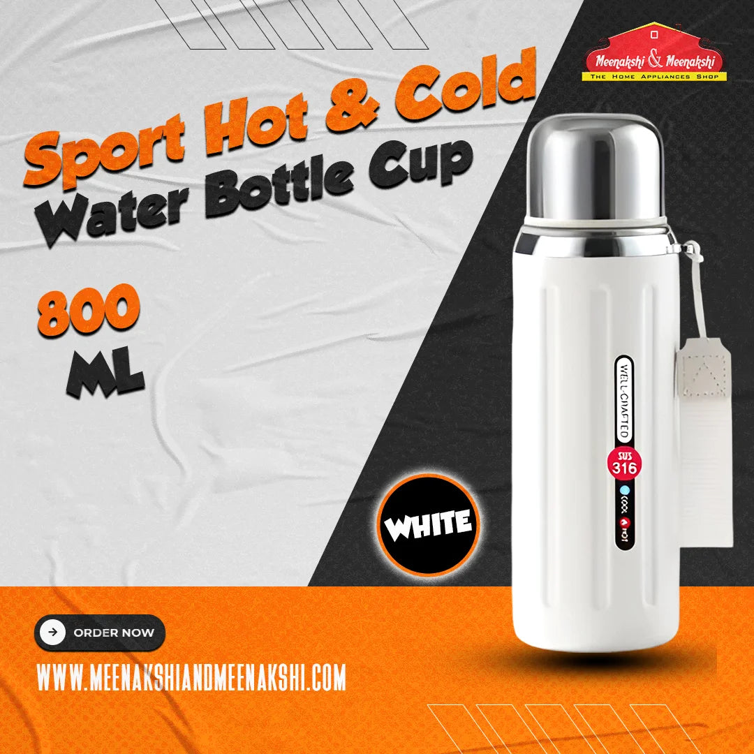 Sport Hot & Cold Water Cup 800ml White MM2720