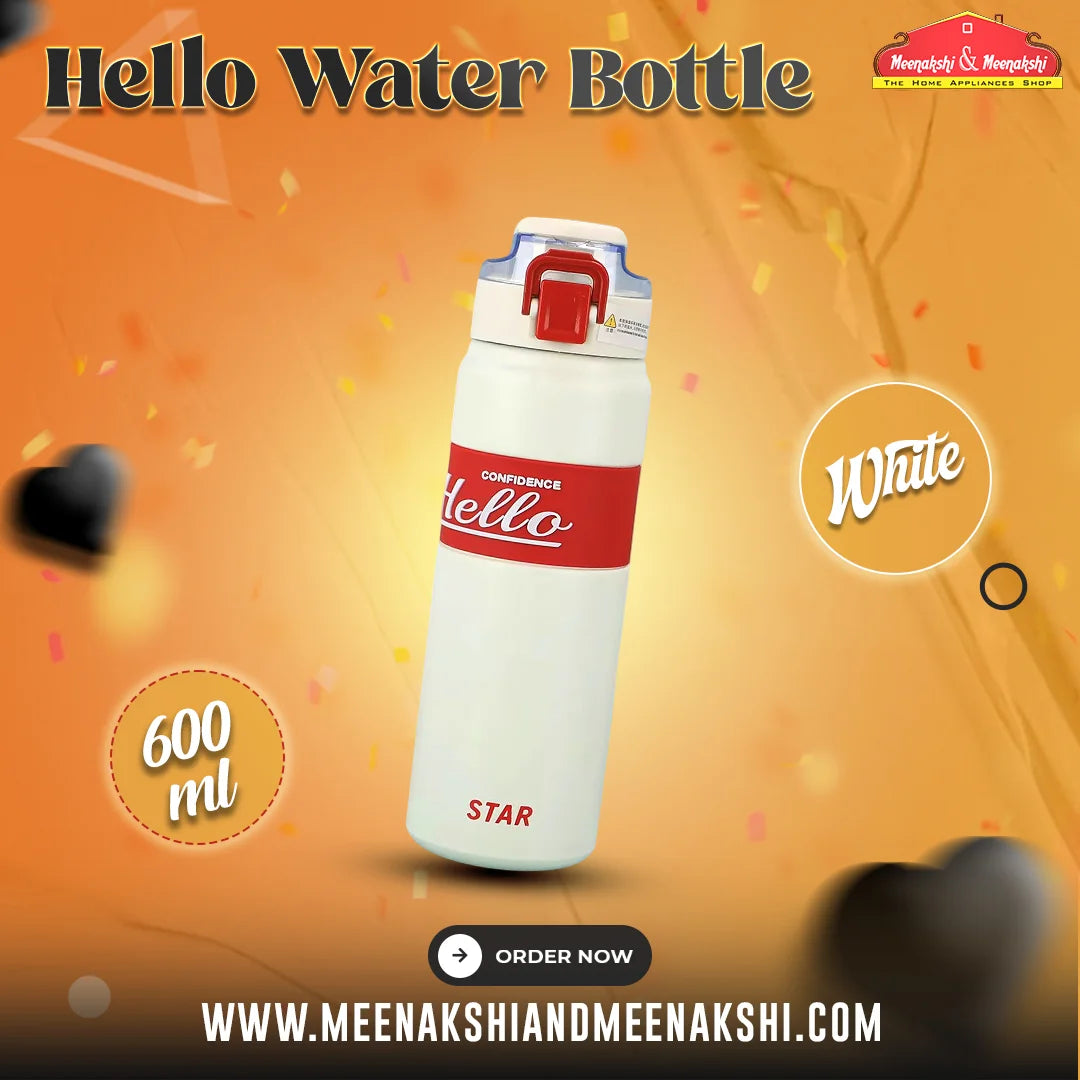 Hello Water Bottle 600ml White MM2718