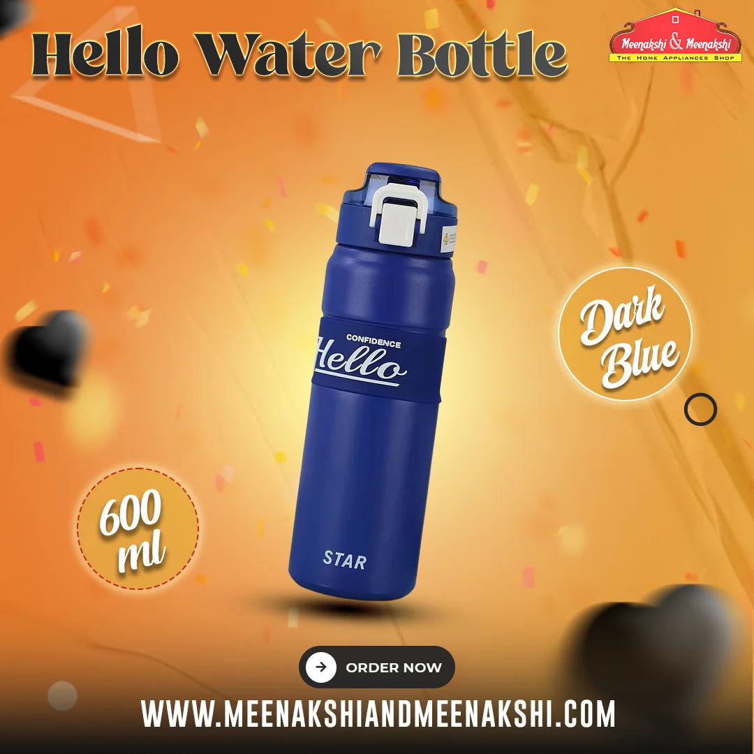 Hello Water Bottle 600ml Dark Blue MM2716